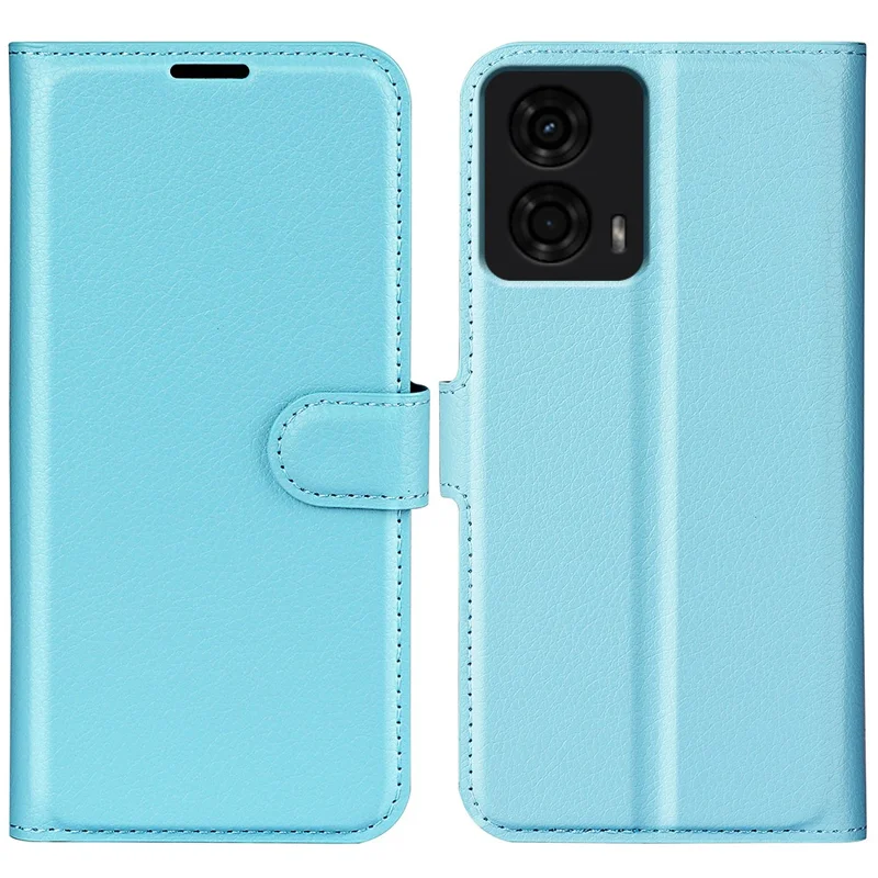 For Motorola Moto E14 4G / G04 4G / G04s 4G / G24 4G Leather Case Litchi Texture Card Holder Phone Cover - Blue
