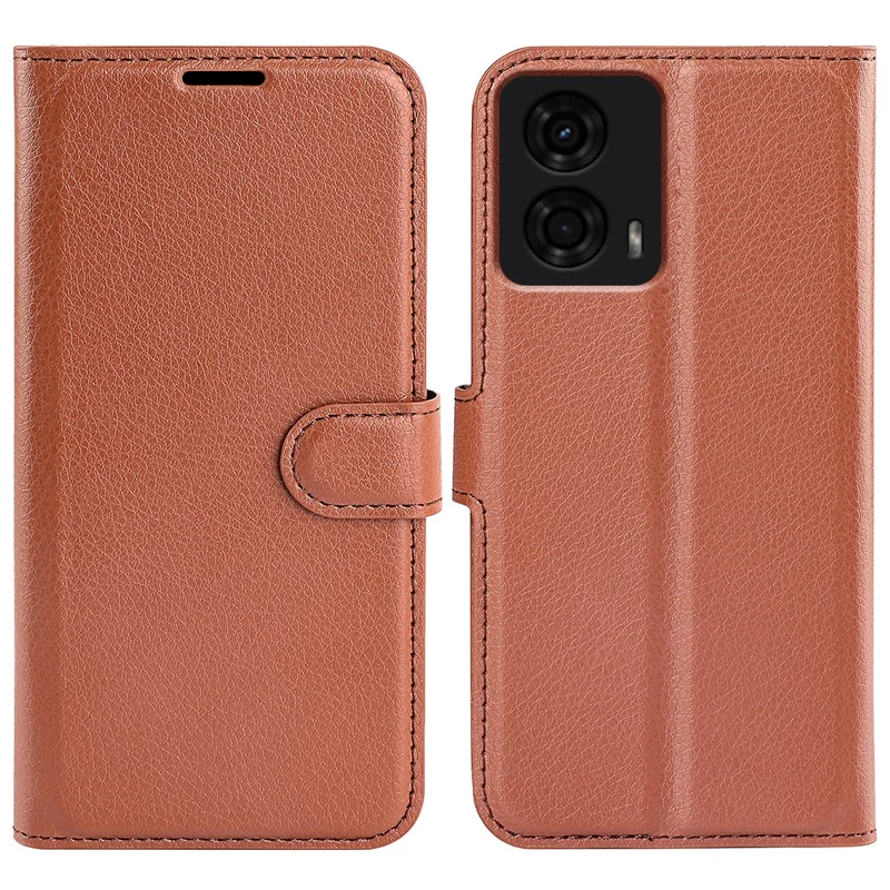 Für Motorola Moto E14 4G / G04 4G / G04s 4G / G24 4G Ledertasche mit Litchi-Textur, Kartenfach und Handyhülle - Braun