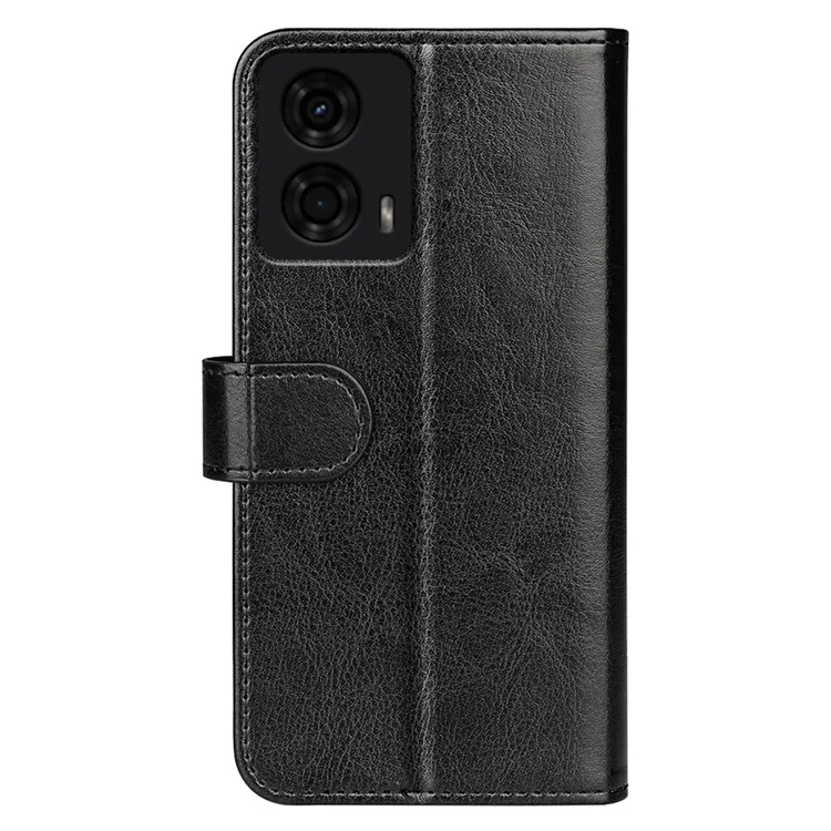 Чехол для Motorola Moto E14 4G / G04 4G / G04s 4G / G24 4G - чехол-книжка с текстурой "Crazy Horse", с подставкой - Черный