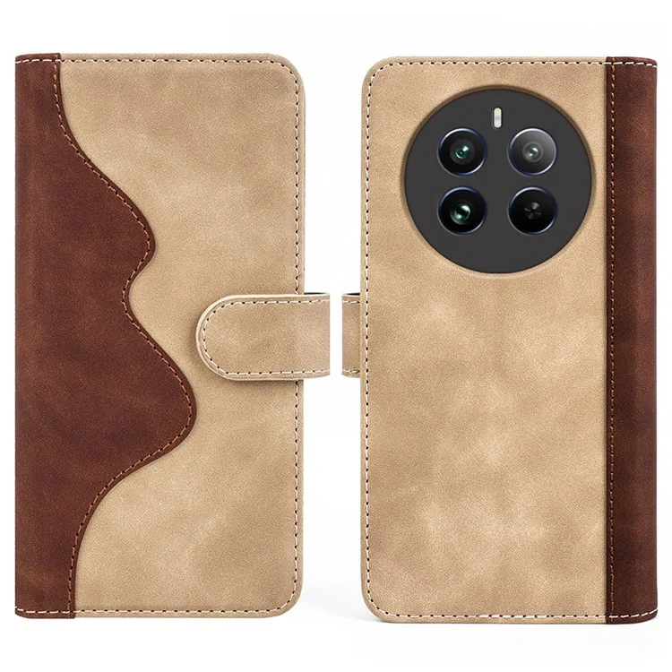 Für Realme 12 4G / 12+ 5G Case Color Splicing Leather Phone Cover mit Wallet Card Slots - Gelb