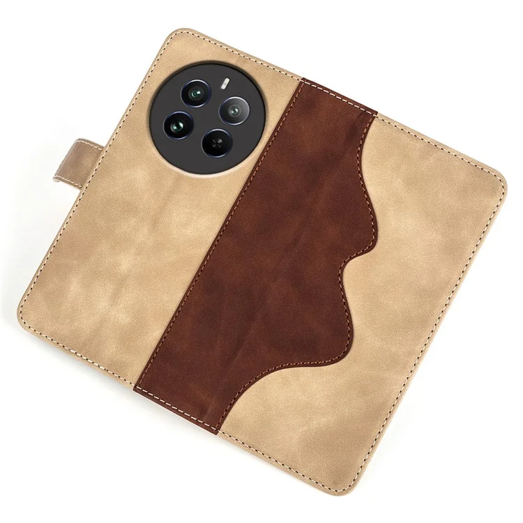 Für Realme 12 4G / 12+ 5G Case Color Splicing Leather Phone Cover mit Wallet Card Slots - Gelb