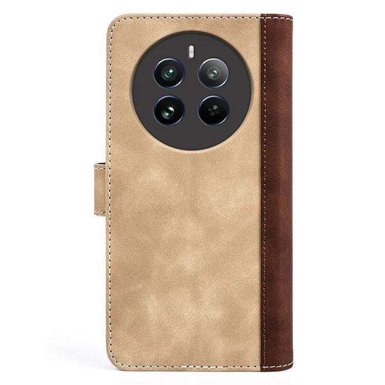 Für Realme 12 4G / 12+ 5G Case Color Splicing Leather Phone Cover mit Wallet Card Slots - Gelb