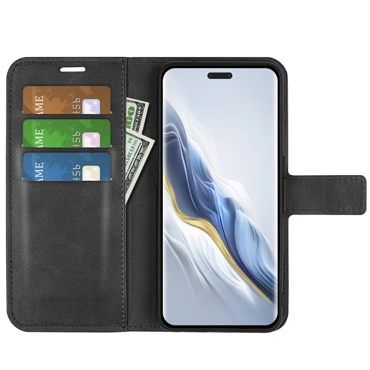 Чехол для Honor Magic6 Pro 5G Anti-Drop PU Leather Wallet Phone Cover - Черный