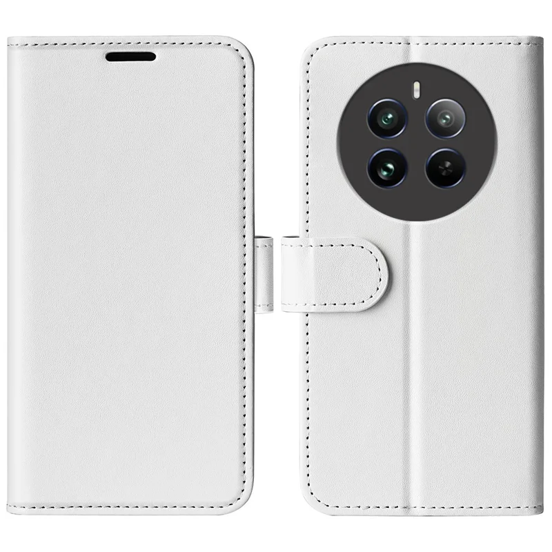 For Realme 12 4G / 12+ 5G Case Crazy Horse Texture PU Leather Wallet Flip Phone Cover - White