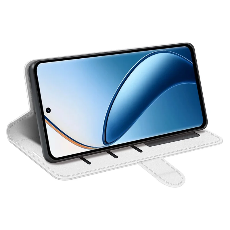 For Realme 12 4G / 12+ 5G Case Crazy Horse Texture PU Leather Wallet Flip Phone Cover - White