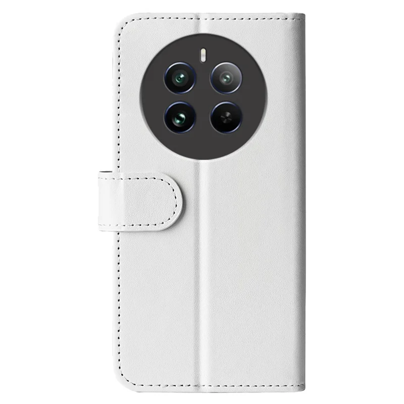 For Realme 12 4G / 12+ 5G Case Crazy Horse Texture PU Leather Wallet Flip Phone Cover - White