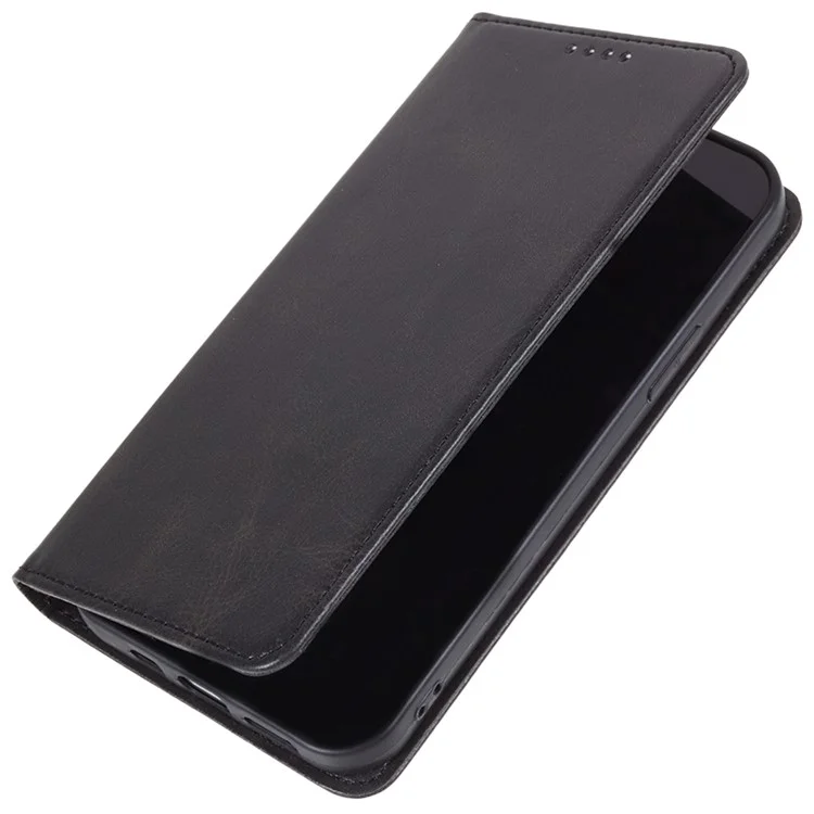 Leather Case for OnePlus Nord N30 SE 5G Calf Texture Auto-absorbed Magnetic Phone Wallet Cover - Black