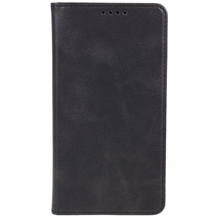 Leather Case for OnePlus Nord N30 SE 5G Calf Texture Auto-absorbed Magnetic Phone Wallet Cover - Black