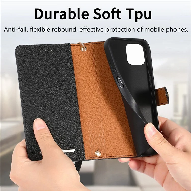 Per iPhone 13 Pro Case RFID Blocking Zipper Leather Phone Cover with Wallet Card Slots - Nero