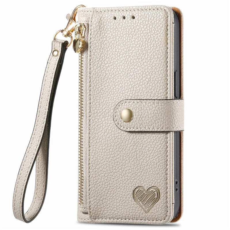 For iPhone 13 Pro Case RFID Blocking Zipper Leather Phone Cover with Wallet Card Slots - Grey