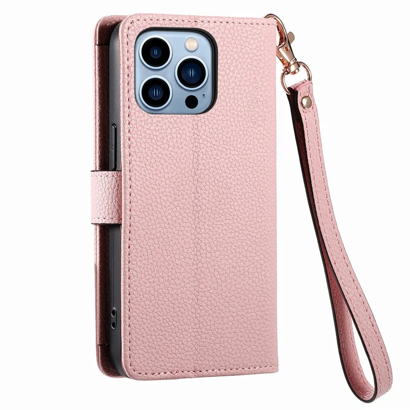 Для Iphone 13 Pro Case RFID -блокировку на Молнии на Молнии Обложки Телефона с Кошельками Слоты Для Кошелька - Розовый