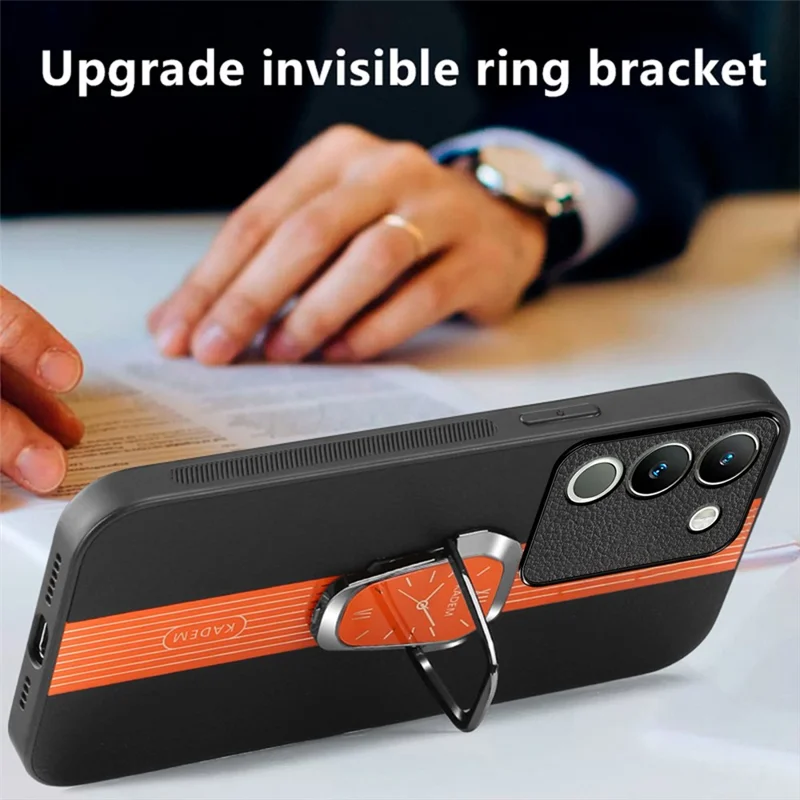KADEM Per vivo V29e (Global) 5G / Y200 4G Cover con supporto per cavalletto Custodia per telefono PU+TPU+Acrilico - Arancione