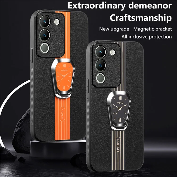 KADEM Per vivo V29e (Global) 5G / Y200 4G Cover con supporto per cavalletto Custodia per telefono PU+TPU+Acrilico - Arancione