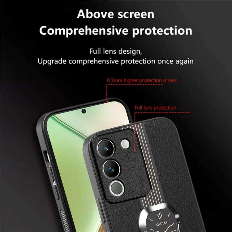 KADEM Per vivo V29e (Global) 5G / Y200 4G Cover con supporto per cavalletto Custodia per telefono PU+TPU+Acrilico - Arancione