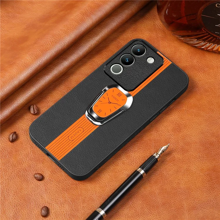 KADEM Per vivo V29e (Global) 5G / Y200 4G Cover con supporto per cavalletto Custodia per telefono PU+TPU+Acrilico - Arancione