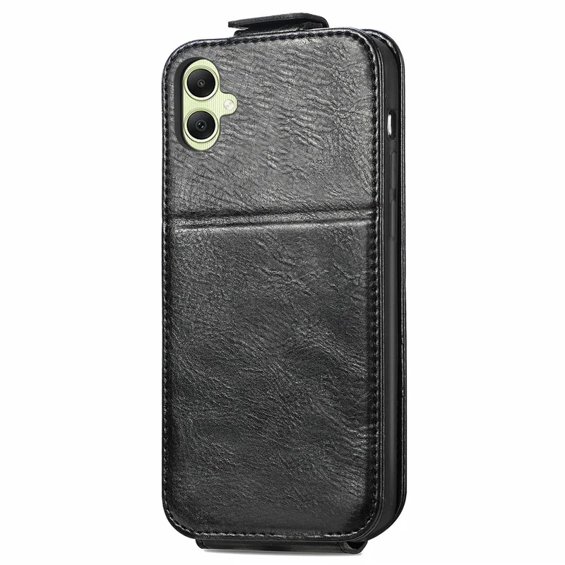 Für Samsung Galaxy A05 4G Deckung Vertikaler Flip -ständer Mobilfunkkoffer Mit Reißverschluss Brieftasche - Schwarz