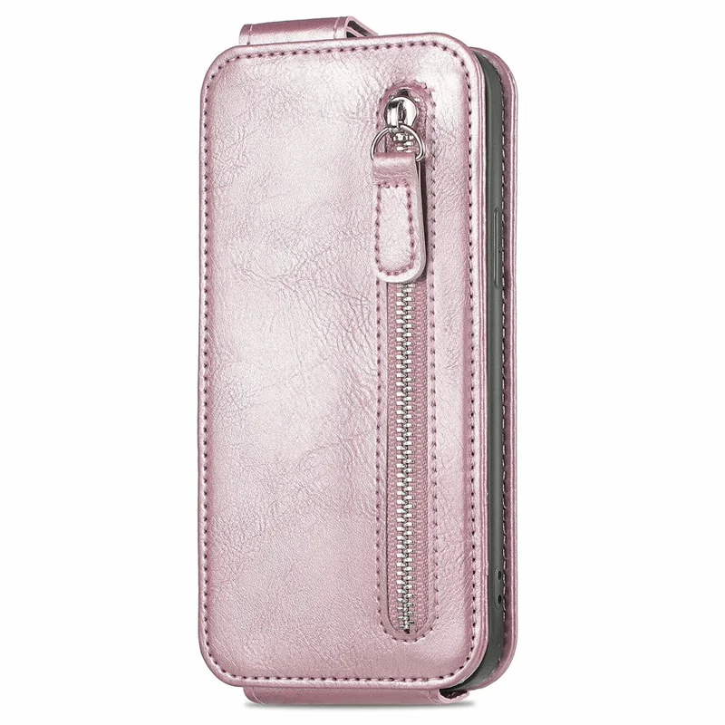 Para Xiaomi Redmi Nota 13 5G Caso Vertical Stand Phone Shell Com Carteira Com Zíper - Rosa Ouro