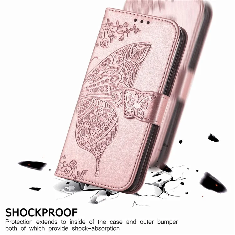For OnePlus 12R 5G / Ace 3 5G Magnetic Phone Case Folio Stand Butterfly Imprinted Cover - Rose Gold