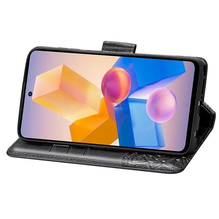 Para o Caso do Infinix Hot 40i Borboleta Impressa Capa de Telefone com Alça Manual - Preto