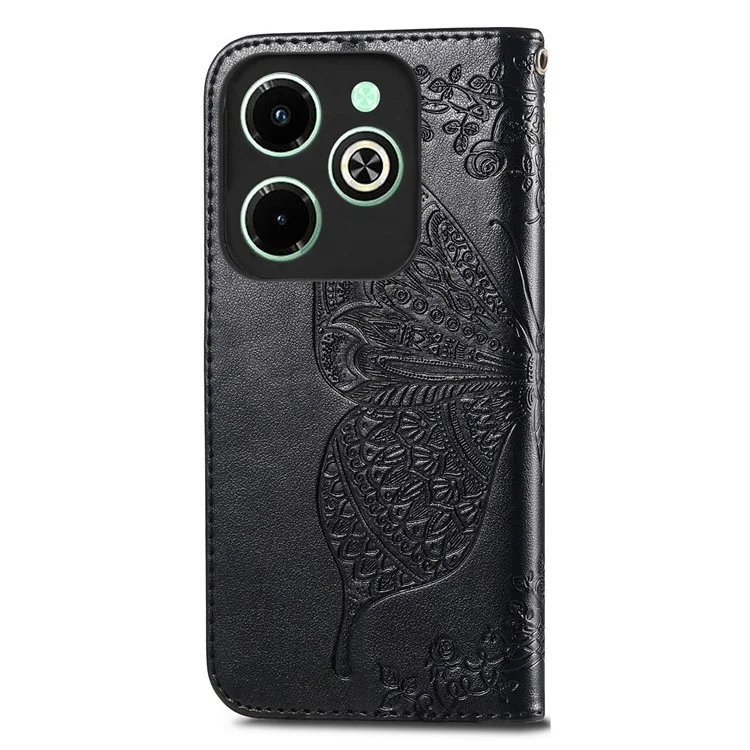 Para o Caso do Infinix Hot 40i Borboleta Impressa Capa de Telefone com Alça Manual - Preto