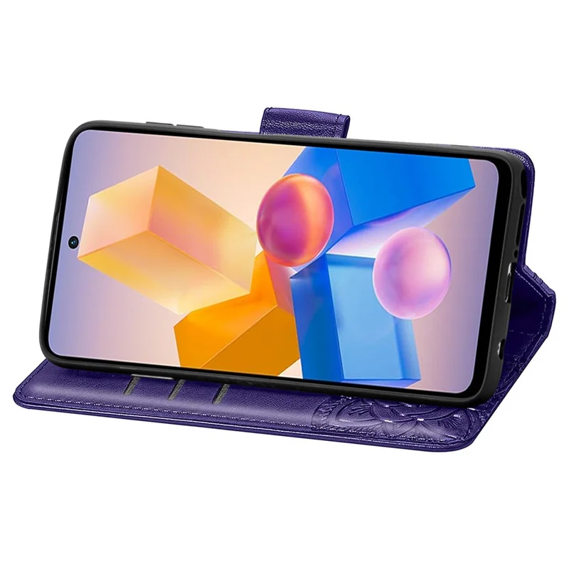 For Infinix Hot 40i Case Butterfly Imprinted Phone Cover with Hand Strap - Dark Purple