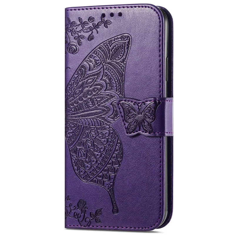 For Infinix Hot 40i Case Butterfly Imprinted Phone Cover with Hand Strap - Dark Purple