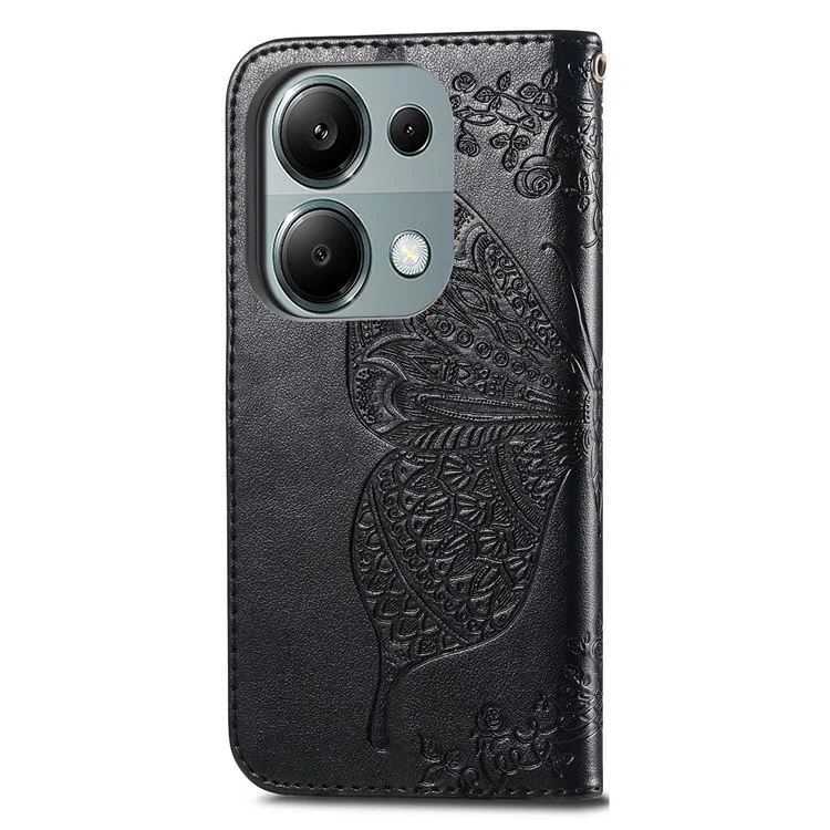 For Xiaomi Redmi Note 13 Pro 4G / Poco M6 Pro 4G Phone Case Butterfly Imprinted Cover with Card Holder - Black