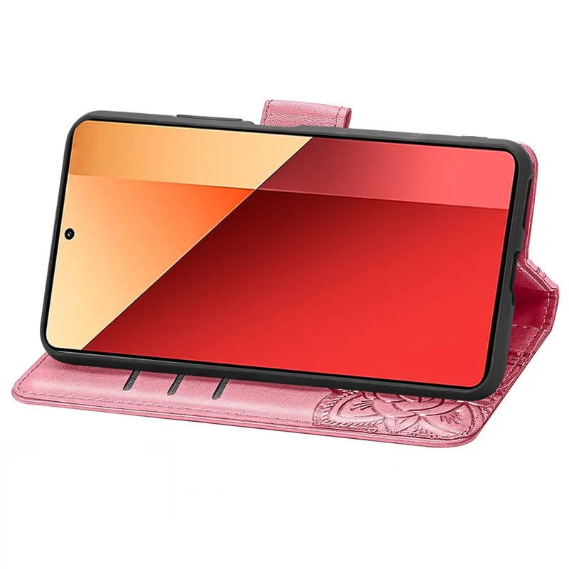 For Xiaomi Redmi Note 13 Pro 4G / Poco M6 Pro 4G Phone Case Butterfly Imprinted Cover with Card Holder - Pink