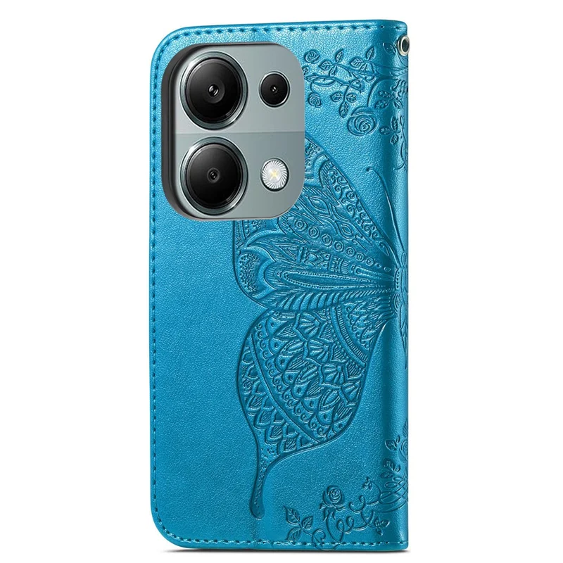 For Xiaomi Redmi Note 13 Pro 4G / Poco M6 Pro 4G Phone Case Butterfly Imprinted Cover with Card Holder - Blue