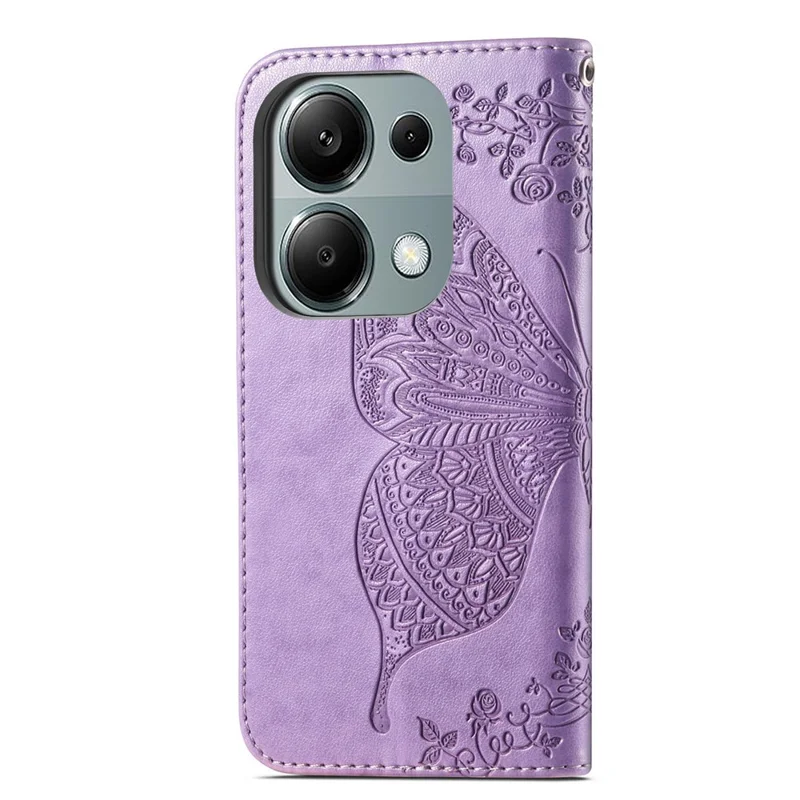 Чехол для Xiaomi Redmi Note 13 Pro 4G / Poco M6 Pro 4G с рисунком бабочки и отделением для карт - Светло-фиолетовый