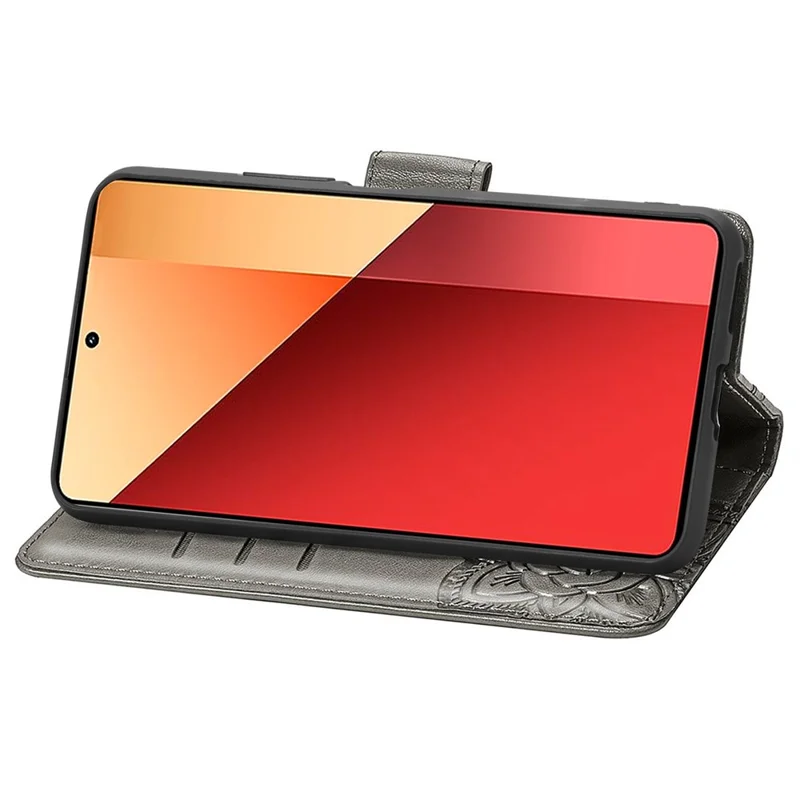 For Xiaomi Redmi Note 13 Pro 4G / Poco M6 Pro 4G Phone Case Butterfly Imprinted Cover with Card Holder - Grey