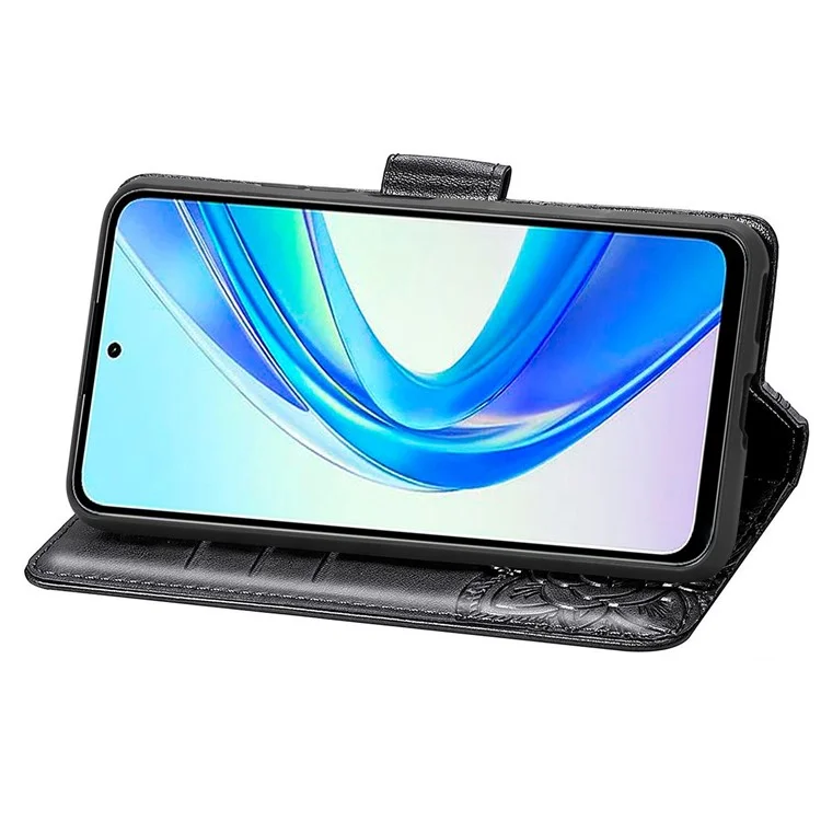 Per Honor X7b 4G / 90 Custodia protettiva smart a prova di urti Stile portafoglio con motivo a farfalla - Nero 