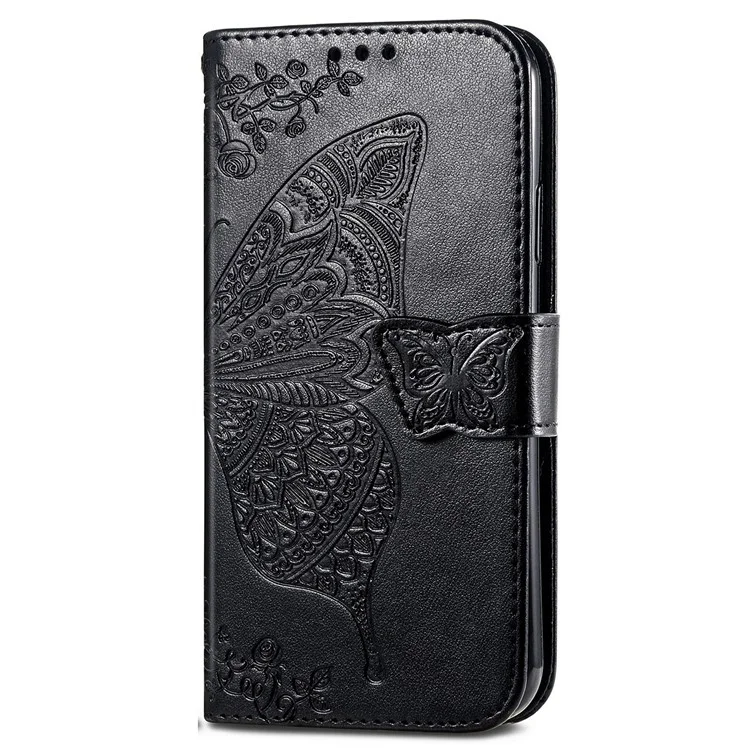 Per Honor X7b 4G / 90 Custodia protettiva smart a prova di urti Stile portafoglio con motivo a farfalla - Nero 