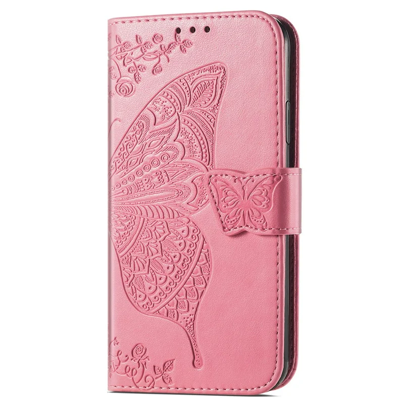 For Honor X7b 4G / 90 Smart Shockproof Case Butterfly Pattern Wallet Style Phone Guard Cover - Pink