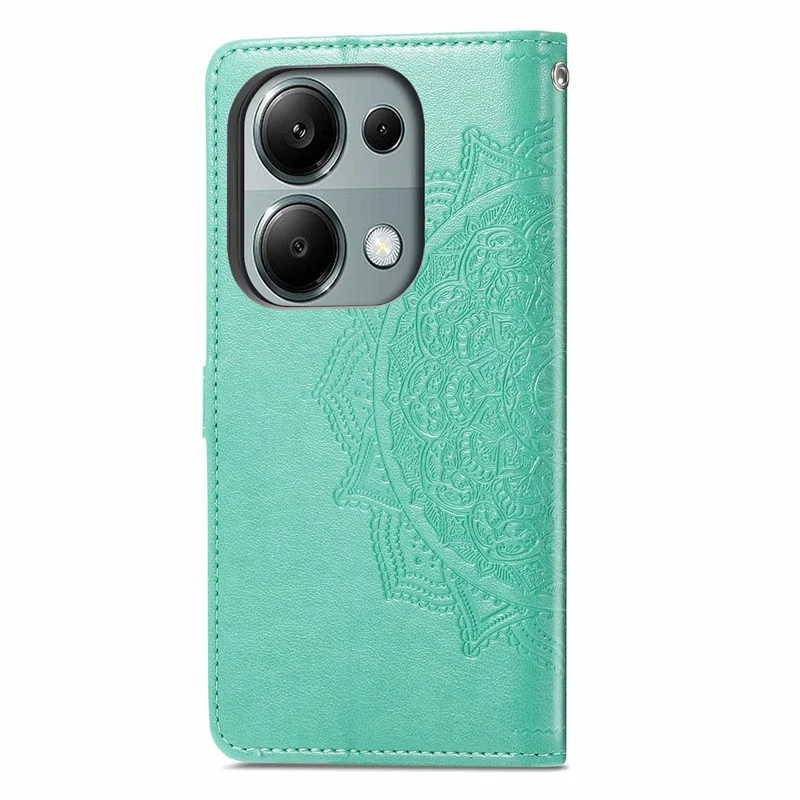 Для Xiaomi Redmi Note 13 Pro 4G Магнитный Телефон с Тиснением Мандала Мандала Цветочная Карта Крышка - Мятно-зеленый