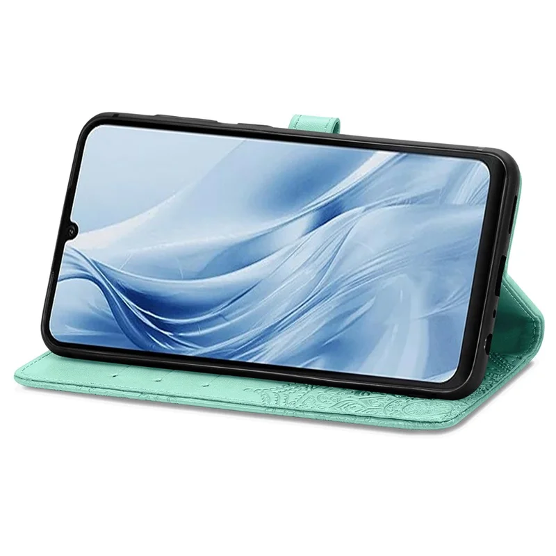 Per Xiaomi Redmi 13C 4G / 13C 5G / 13R 5G / Poco M6 5G / Poco C65 4G Custodia per telefono Mandala Floral Imprinted Card Slots Custodia a libro in pelle - Verde