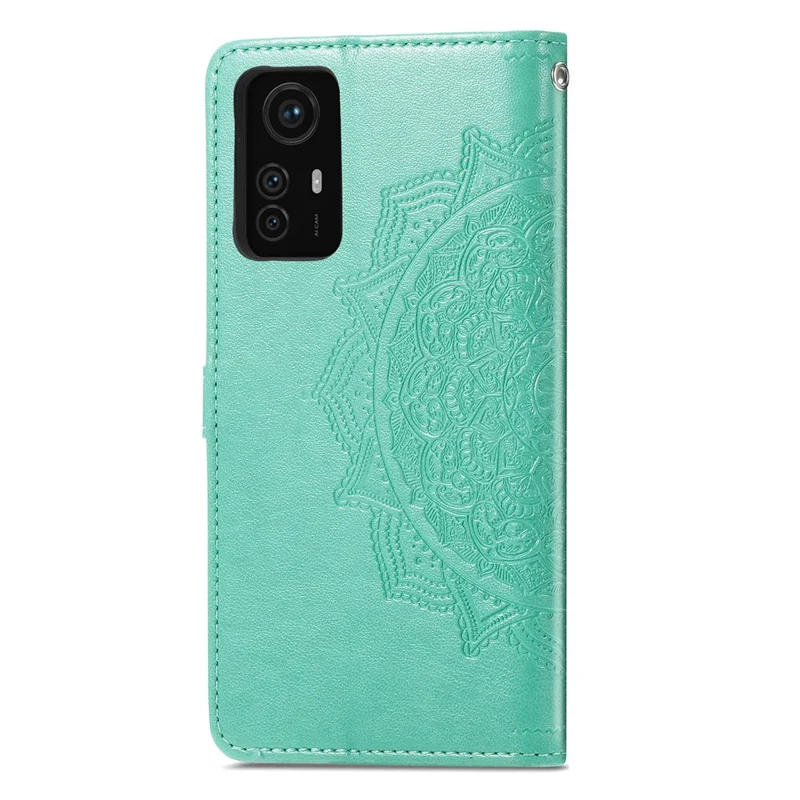 For Xiaomi Redmi Note 12S 4G Wallet Case Anti-Scratch Leather Emboss Phone Cover with Stand - Green