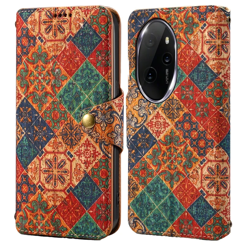 For Honor 100 Pro 5G Leather Case Wallet Stand Floral Phone Cover - Winter / Blue