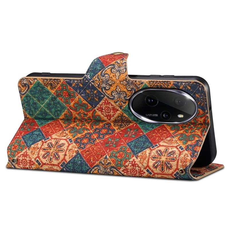 For Honor 100 Pro 5G Leather Case Wallet Stand Floral Phone Cover - Winter / Blue