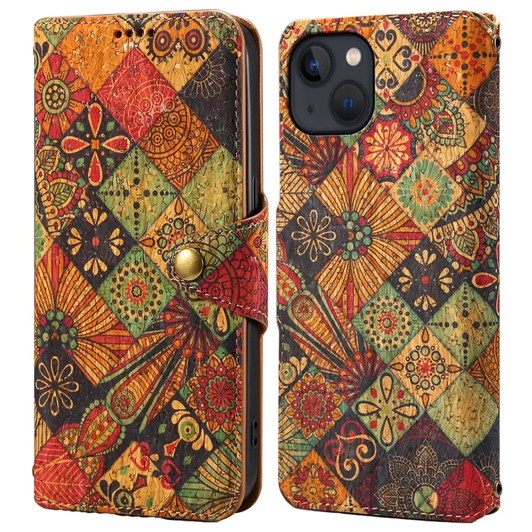 Für iPhone 13 Wallet Case PU-Leder Saisonale Blumenmuster Handyhülle - Herbst / Gelb