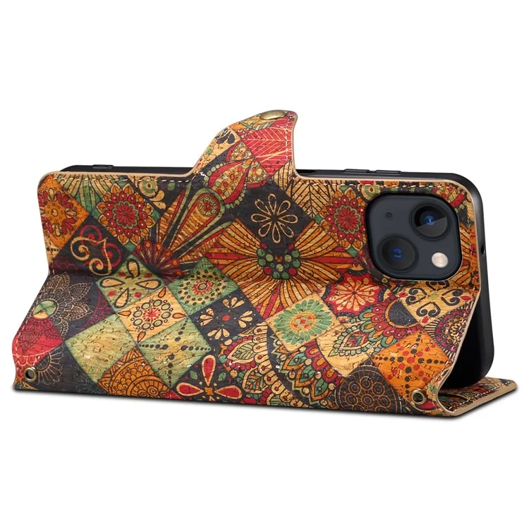Für iPhone 13 Wallet Case PU-Leder Saisonale Blumenmuster Handyhülle - Herbst / Gelb