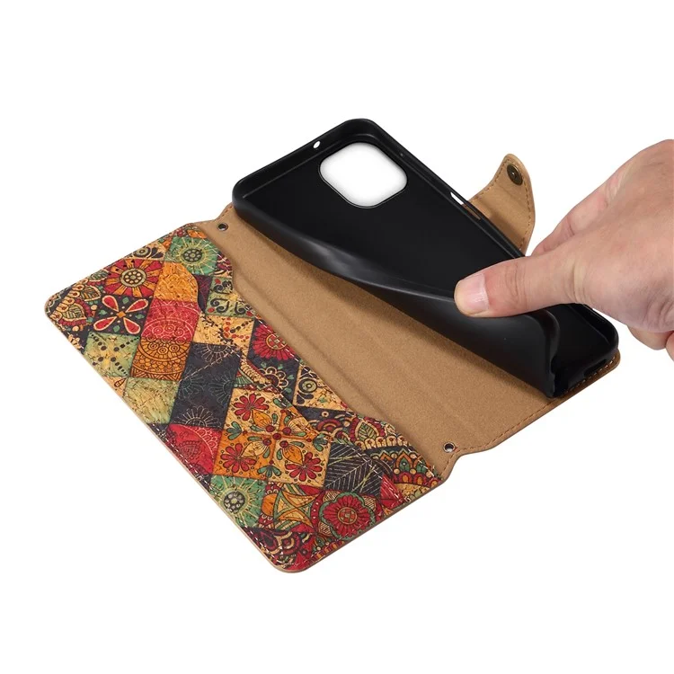 Für iPhone 13 Wallet Case PU-Leder Saisonale Blumenmuster Handyhülle - Herbst / Gelb