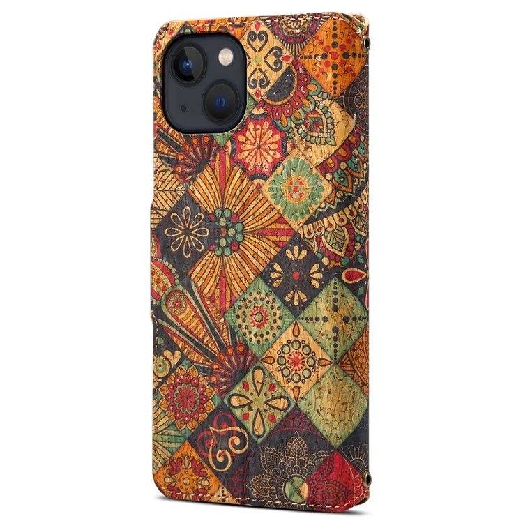 Per iPhone 15 Plus Case Flower Printing PU Leather Wallet Card Slots Phone Cover - Autunno / Giallo