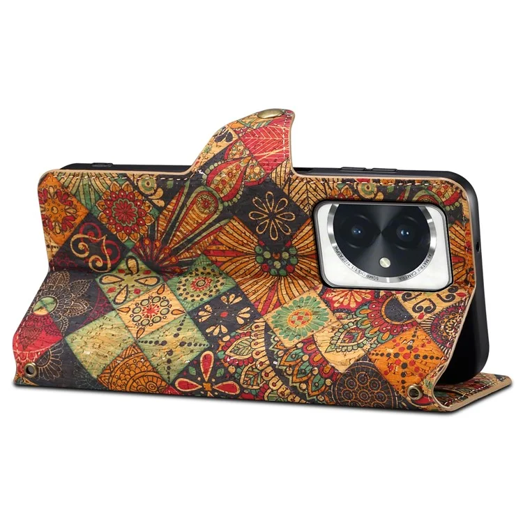 For Honor 100 5G Case Wallet Printing Flower Pattern Leather Phone Cover - Autumn / Yellow