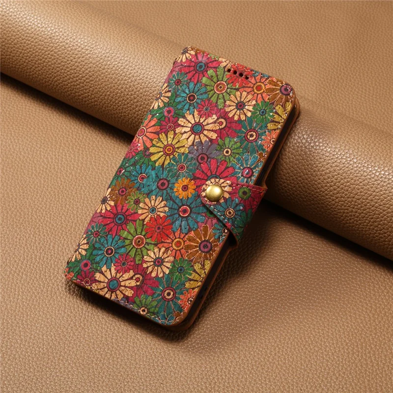 For iPhone X / XS Case Leather Wallet Phone Cover Seasonal Flower Printing - Spring / Green