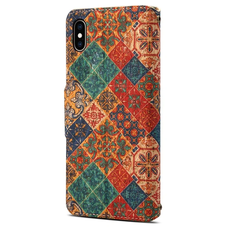 Pour Iphone XS Case Max Fleur D'impression Portefeuille de Protection de Protection Couverture en Cuir - Hiver / Bleu