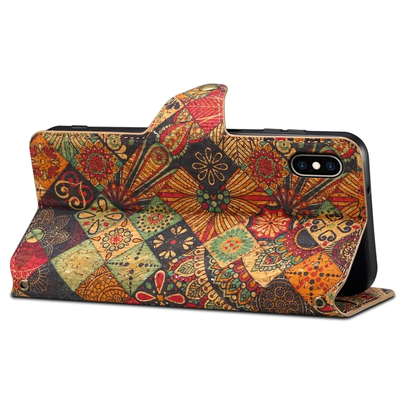 For iPhone XS Max Case Flower Printing Wallet Protective Phone Leather Cover - Autumn / Yellow