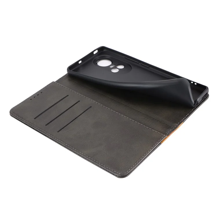 Для Oppo Reno10 Pro 5G (Global) Чехол Color Splicing Leather Phone Wallet Cover - Черный+Желтый