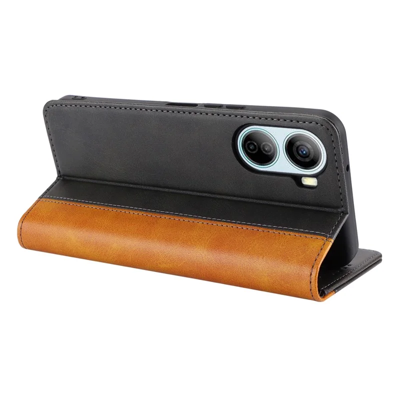 For ZTE Libero 5G IV Case PU Leather Color Splicing Wallet Phone Cover - Black+Yellow