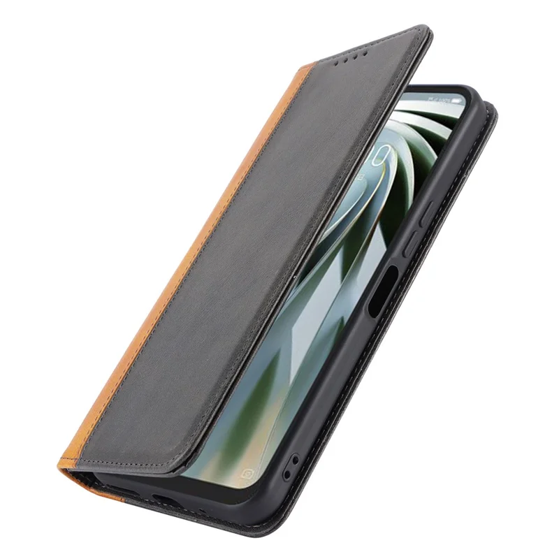 For ZTE Libero 5G IV Case PU Leather Color Splicing Wallet Phone Cover - Black+Yellow